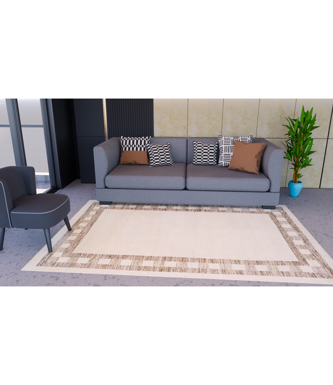 Creme Earth Square Rug 295 x 197 cm