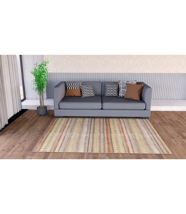 Vormen in strepen vloerkleed 253 x 191 cm