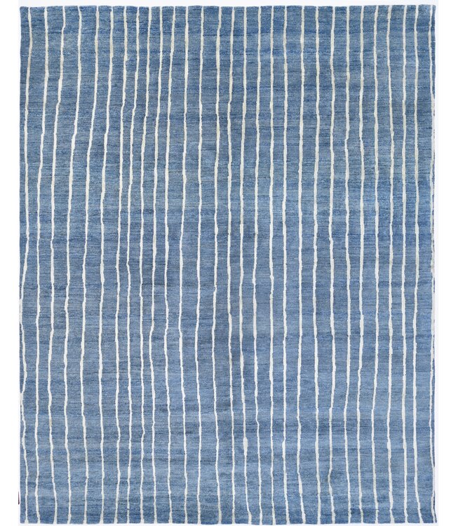 Strepen in ultramarijn vloerkleed 304 x 343 cm