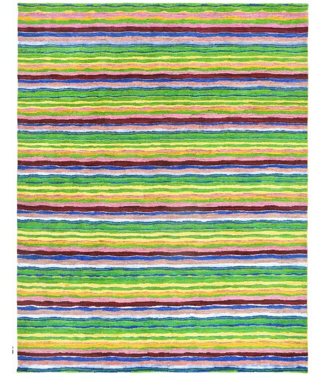 Regenboog vloerkleed met krijtstreep 310 x 242 cm