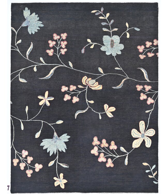 Zwarte Bloemen Tapijt 311 x 242 cm