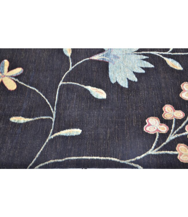 Zwarte Bloemen Tapijt 311 x 242 cm