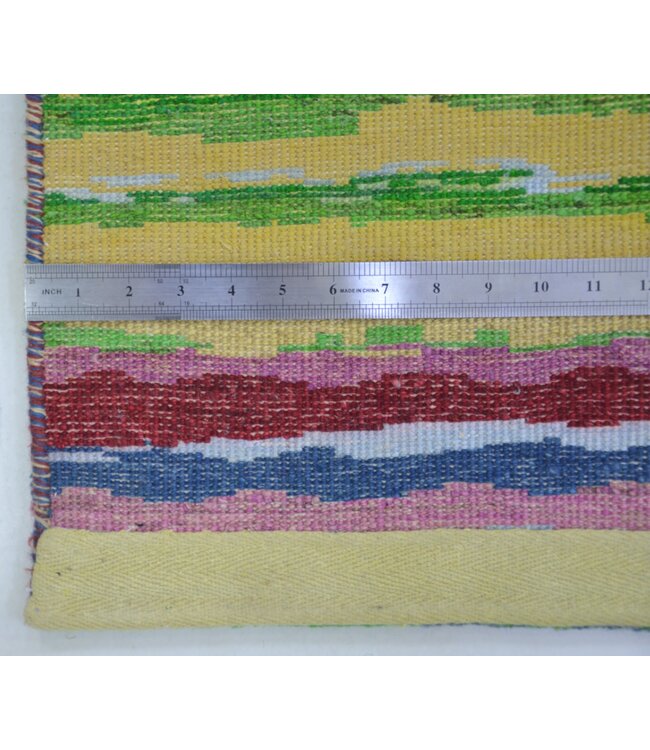 Regenboog vloerkleed met krijtstreep 305 x 241 cm