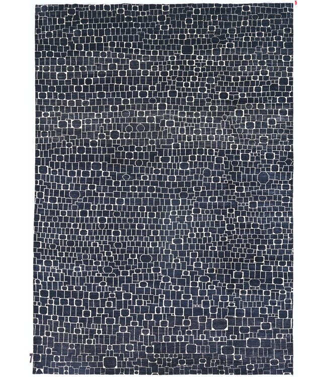 Zwart rond vierkant vloerkleed 343 x 249 cm