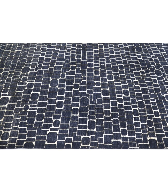 Zwart rond vierkant vloerkleed 343 x 249 cm