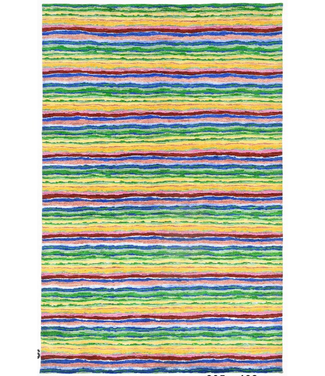 Regenboog vloerkleed met krijtstreep 305 x 198 cm