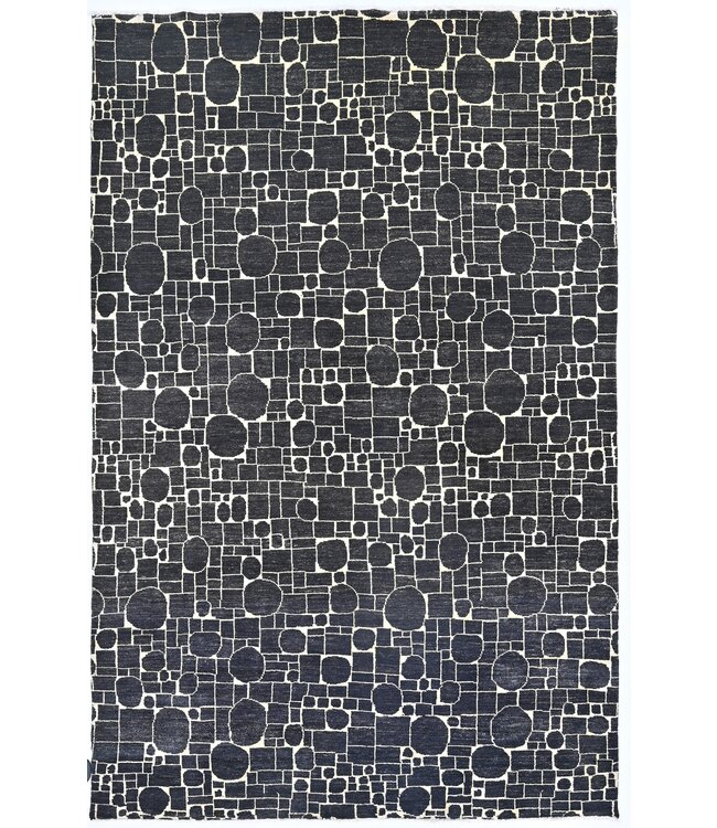 Zwart rond vierkant vloerkleed 250 x 162 cm