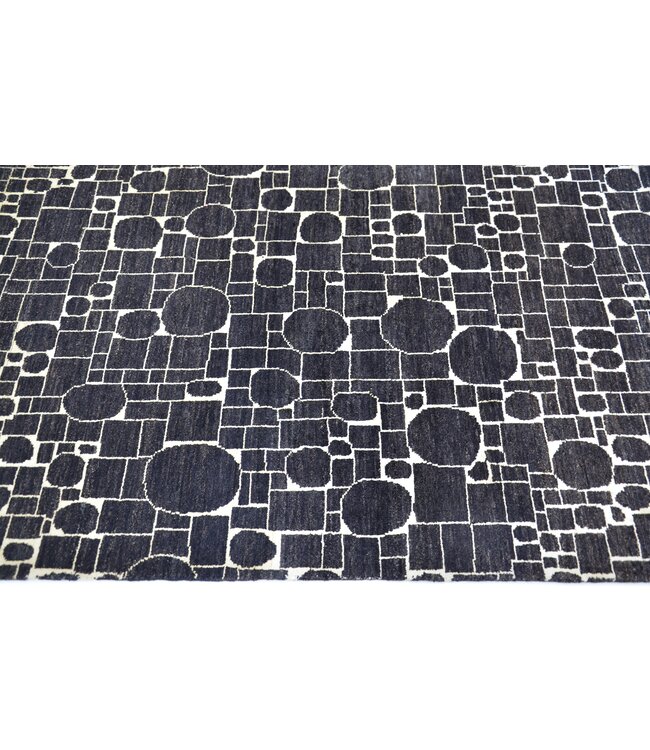 Schwarzer runder Teppich, 250 x 162 cm