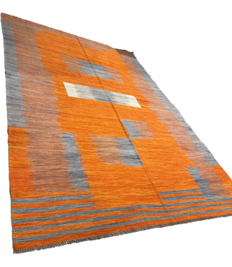 Kelimshop 358 x 253 cm Handgeweven modern Kelim Tapijt Wol