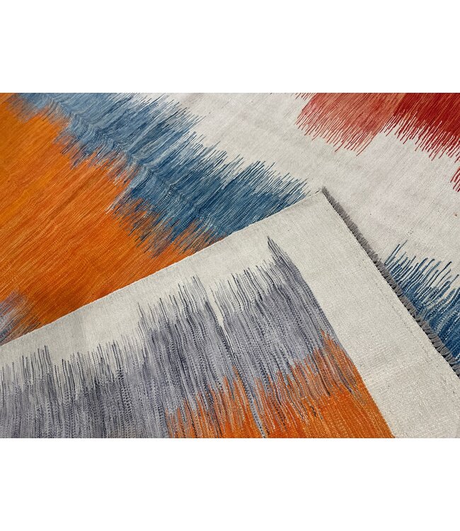 346 x 250 cm Handgemacht modern Wolle Kelim Teppich