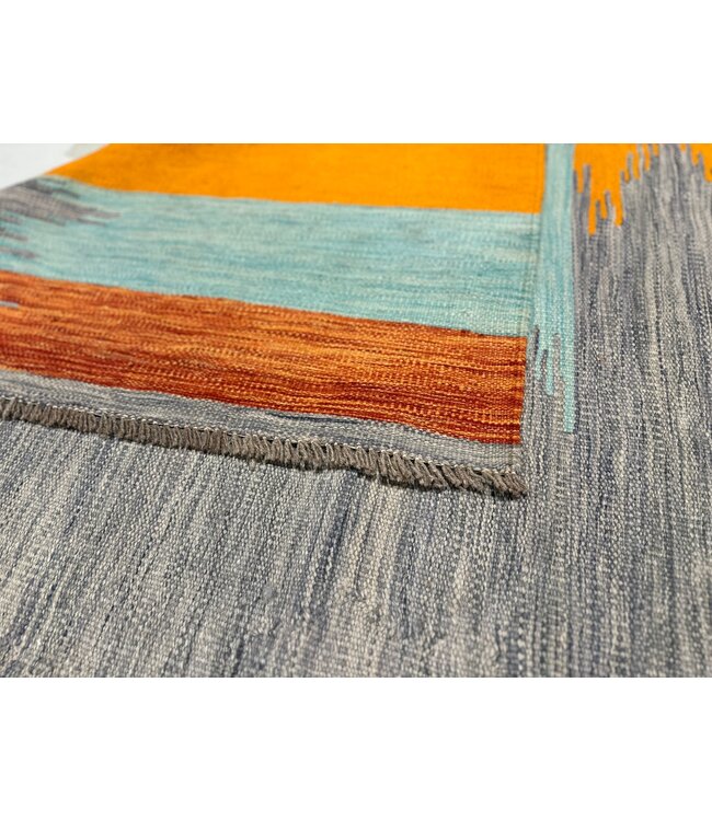 347 x 245 cm Handgemacht modern Wolle Kelim Teppich