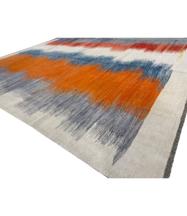 346 x 250 cm Handgemacht modern Wolle Kelim Teppich