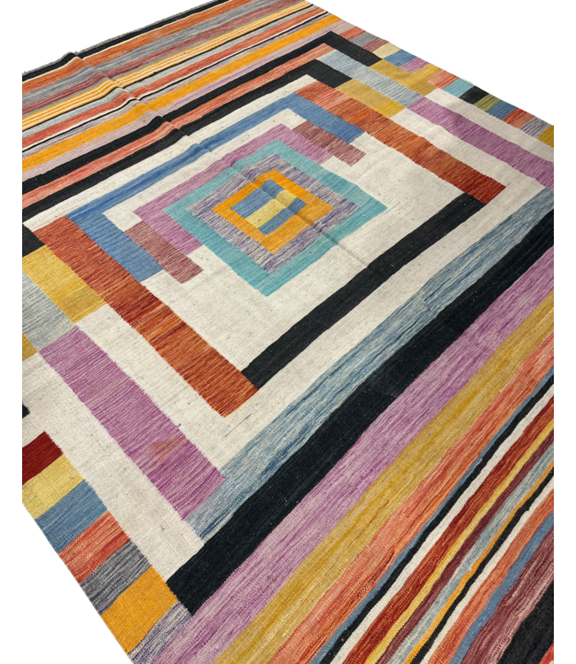 305 x 248 cm Handmade Afghan modern Kilim Area Rug Wool Carpet