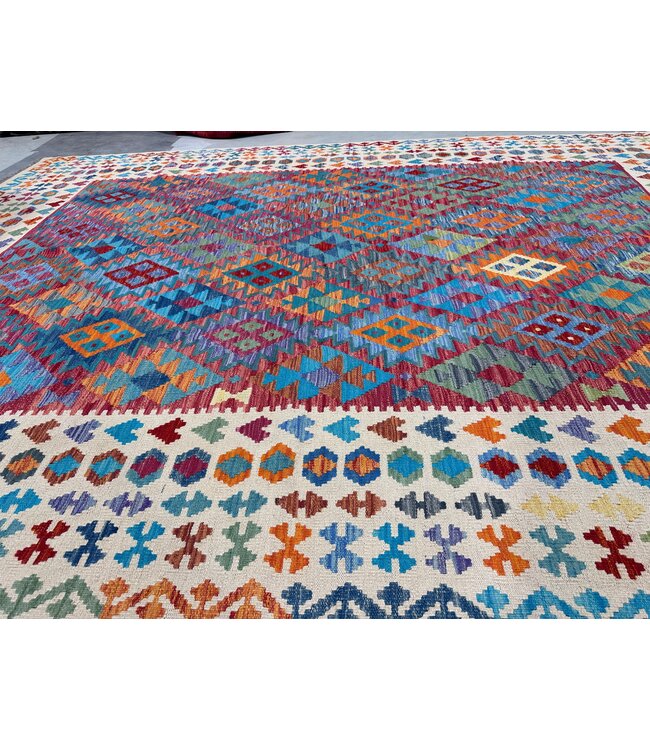 347 x 250 cm  Handmade Afghan  traditional  Kilim Area Rug Wool