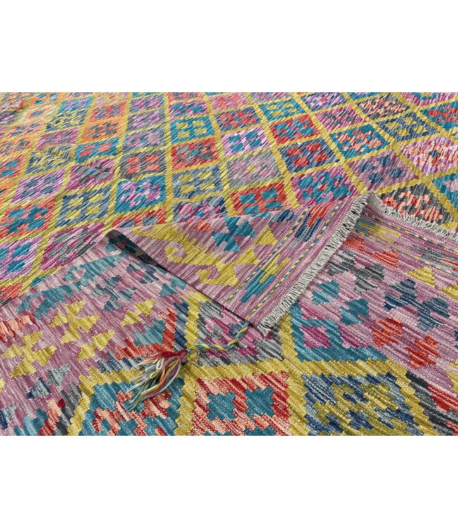 343 x 254 cm Handgemacht  traditionelle Wolle Kelim Teppich