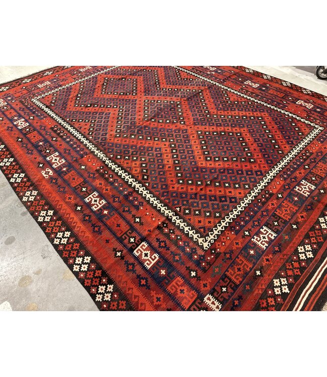 Hand Woven Afghan Wool Kilim Area Rug 381 x 299 cm