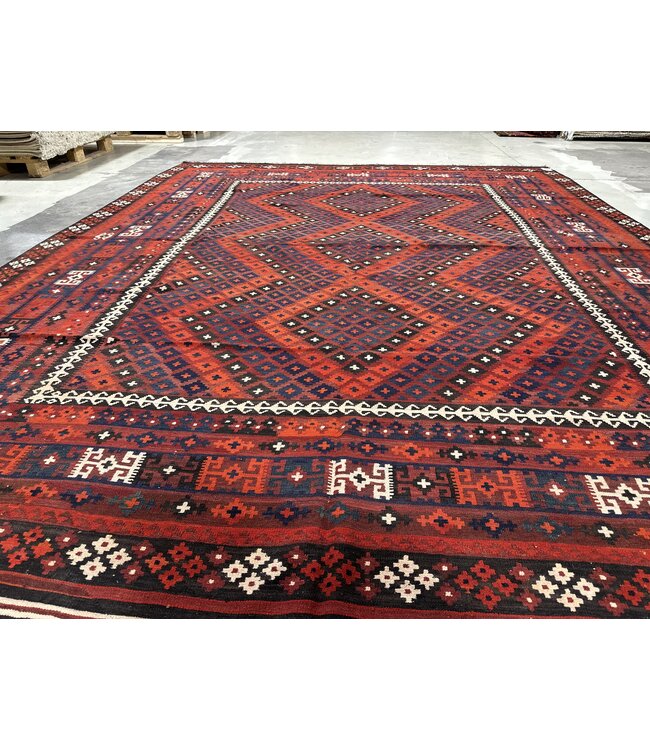 Hand Woven Afghan Wool Kilim Area Rug 381 x 299 cm