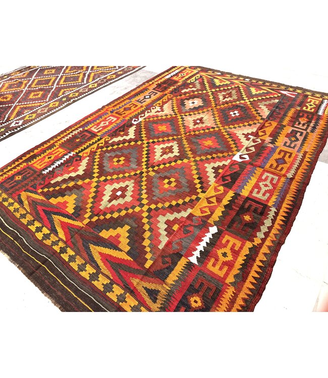 Handgemaakt Oosters Kelim Wol Vloerkleed 331x223 cm