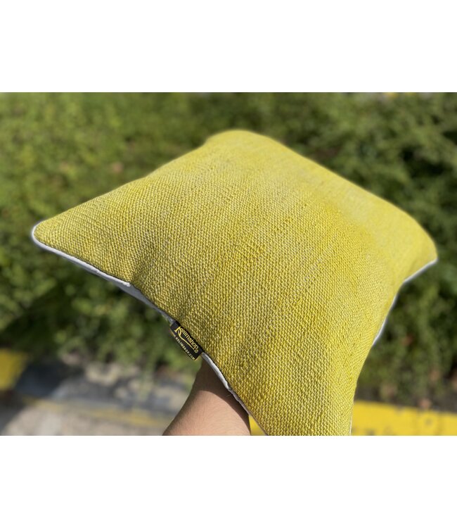 Kelimshop 2x Modern yellow Kilim Cushion cover Turkish cushion kilim ca 45x45 cm with filling