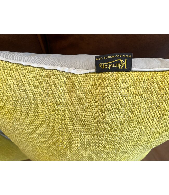 2x Modern geel Kelim Kussenhoes Turks kussen kilim  ca 45x45 cm met vulling