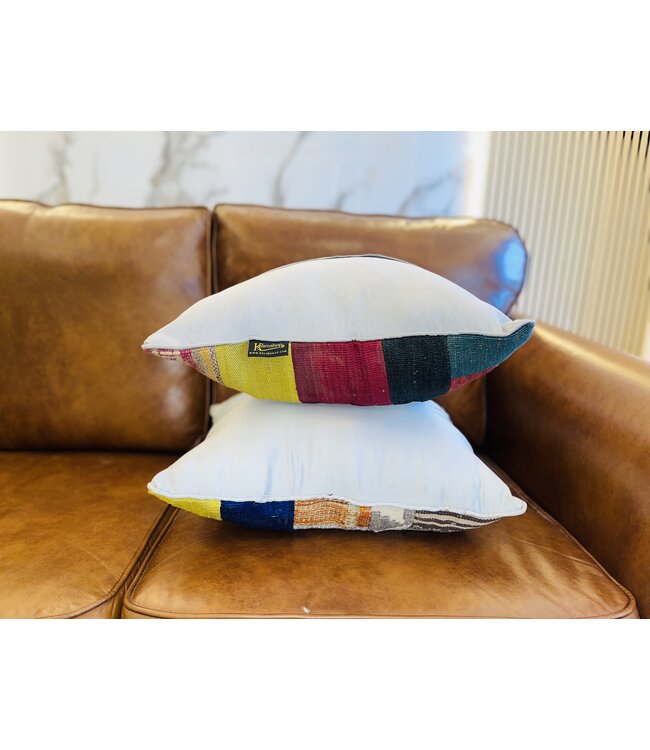 Kelim-Kissen, Vintage-Wolle, einzigartige Kissen, ca. 45 x 45 cm, mit Füllung