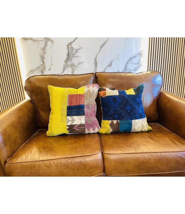 Kelimshop Kelim-Kissen, Vintage-Wolle, einzigartige Kissen, ca. 45 x 45 cm, mit Füllung