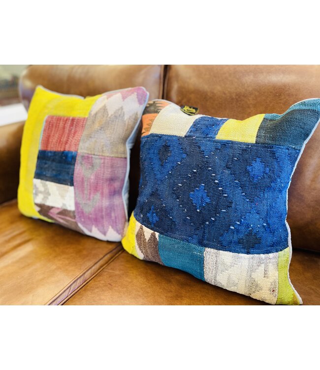 Kelim-Kissen, Vintage-Wolle, einzigartige Kissen, ca. 45 x 45 cm, mit Füllung