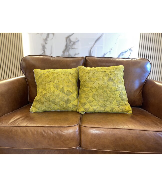2x yellow kelim cushion cover traditional kilim ca 45x45 cm with filling