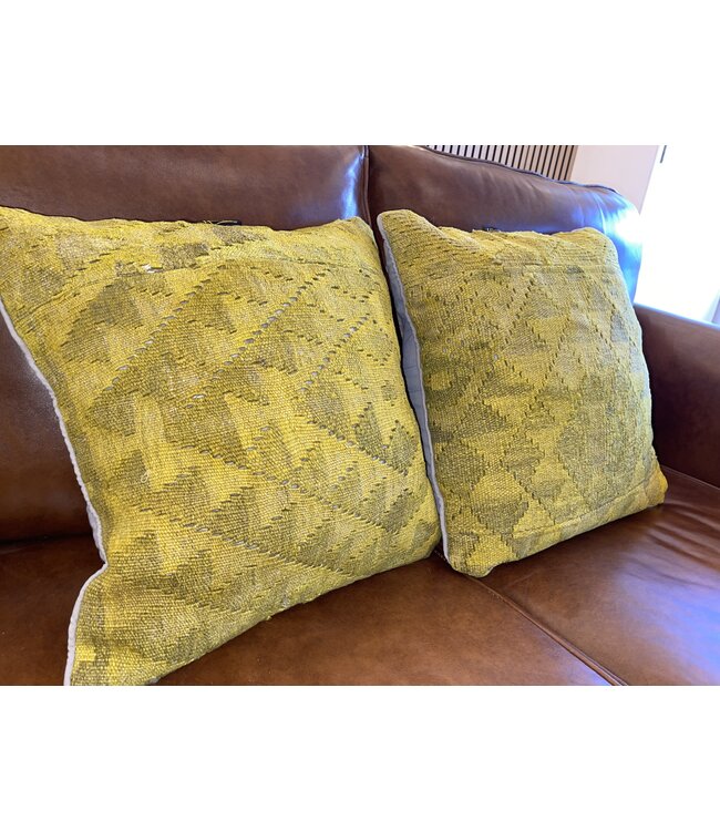 2x yellow kelim cushion cover traditional kilim ca 45x45 cm with filling