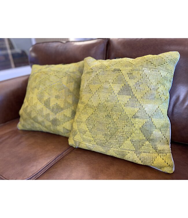 2x yellow kelim cushion cover traditional kilim ca 45x45 cm with filling