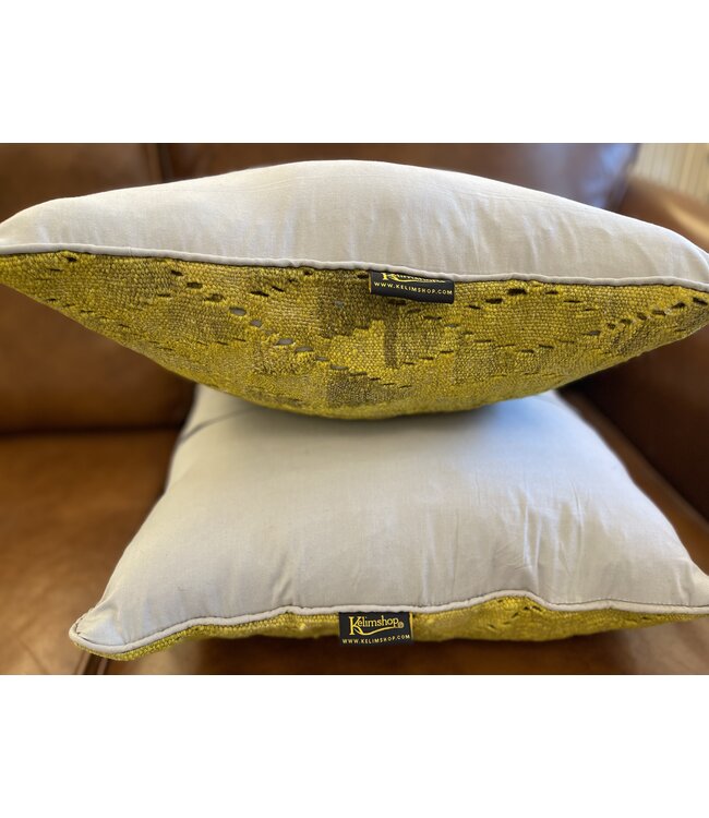 2x yellow kelim cushion cover traditional kilim ca 45x45 cm with filling