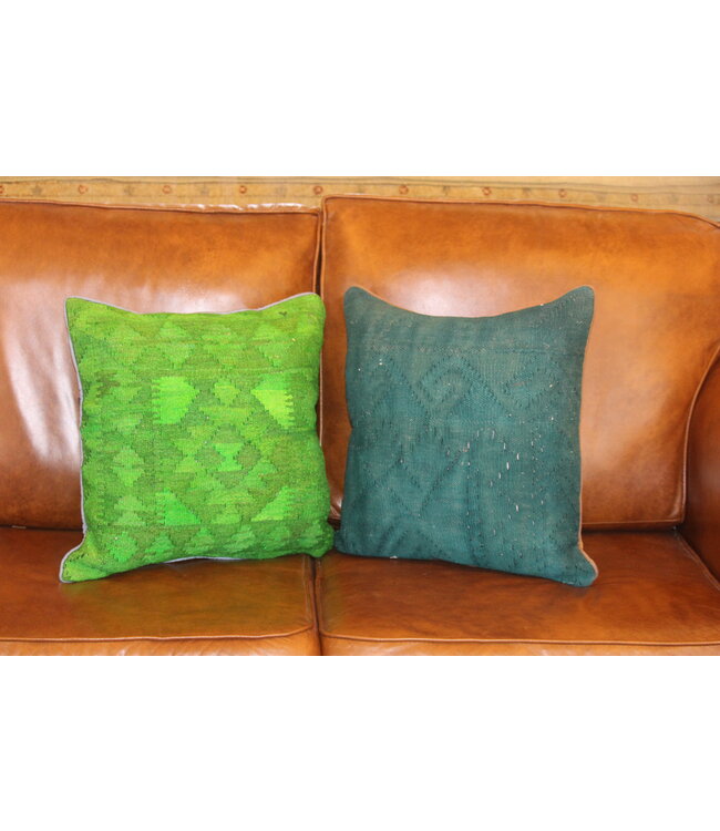 2x Kelim-Kissen, Vintage-Wolle, einzigartige Kissen, ca. 45 x 45 cm, mit Füllung