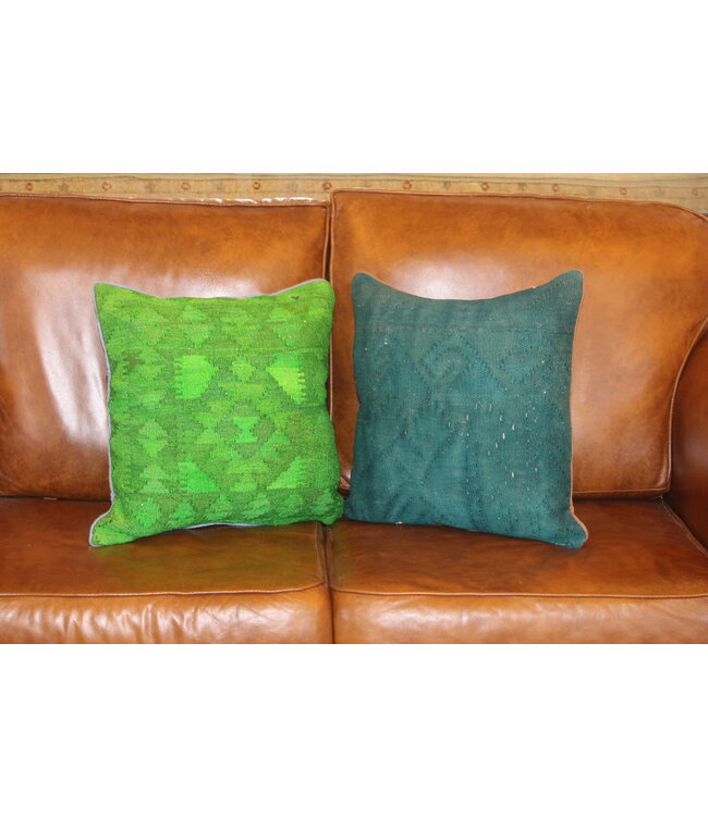 2x Kelim-Kissen, Vintage-Wolle, einzigartige Kissen, ca. 45 x 45 cm, mit Füllung