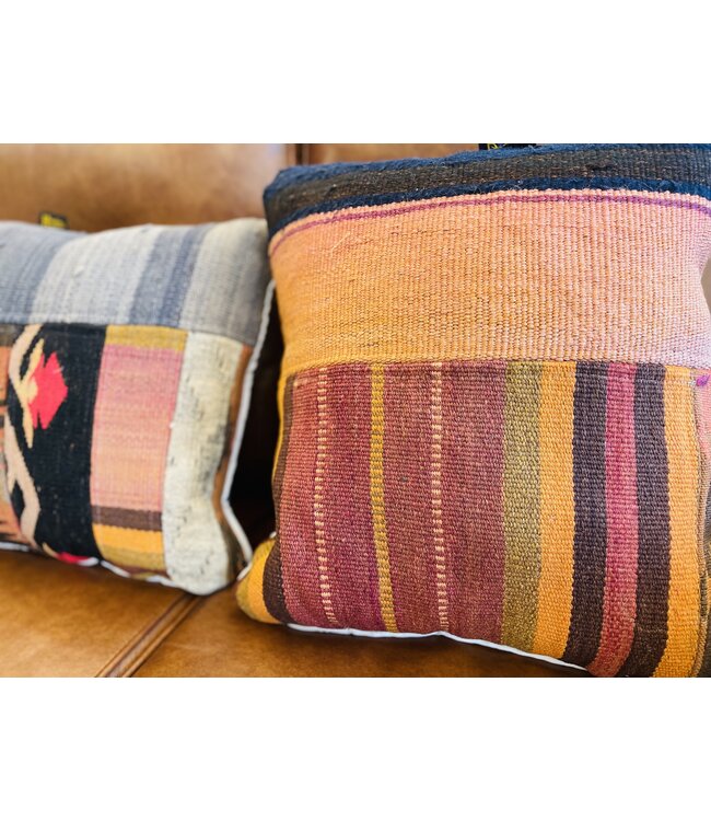 2x kilim cushion vintage wool unique cushions ca 45x45 cm with filling