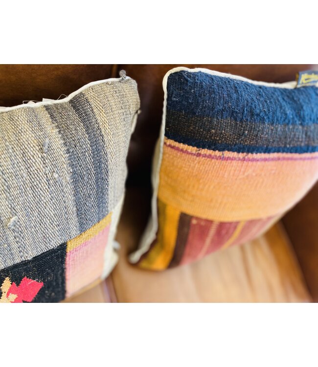 2x kilim cushion vintage wool unique cushions ca 45x45 cm with filling