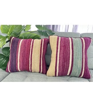 Kelimshop 2x kelim kussens modern ca 45x45 cm met vulling