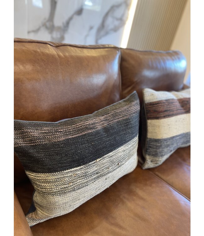 2x Kelim kussenhoes met modern kelim ca 60x40 cm met vulling