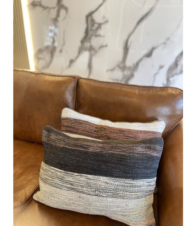 2x Kelim kussenhoes met modern kelim ca 60x40 cm met vulling