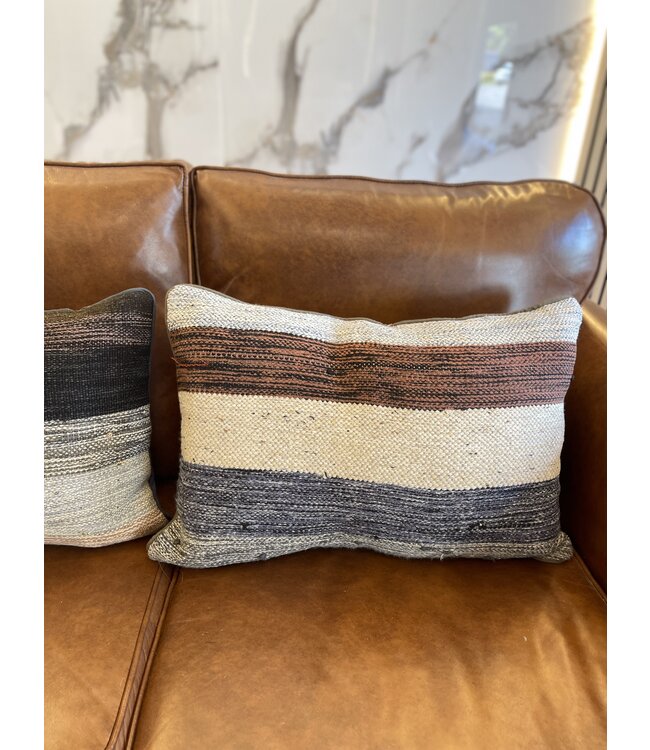 2x Kelim kussenhoes met modern kelim ca 60x40 cm met vulling