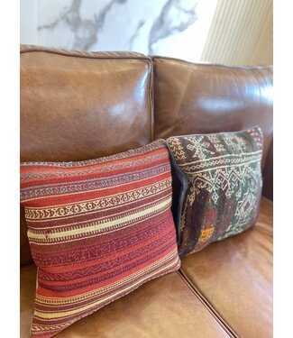 Kelimshop 2x Kelim-Kissen, Vintage-Wolle, einzigartige Kissen, ca. 45 x 45 cm, mit Füllung