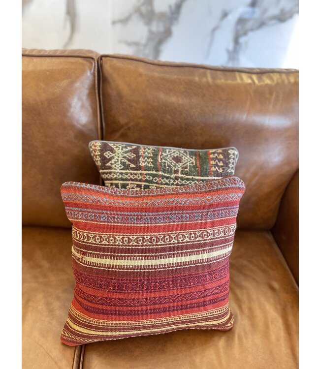 2x Kelim-Kissen, Vintage-Wolle, einzigartige Kissen, ca. 45 x 45 cm, mit Füllung