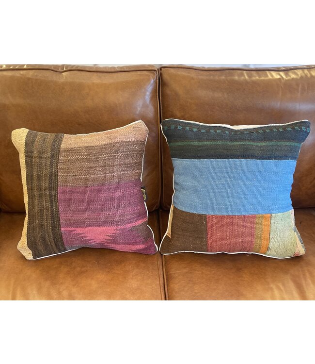 2x  kilim cushion vintage wool unique cushions ca 45x45 cm with filling