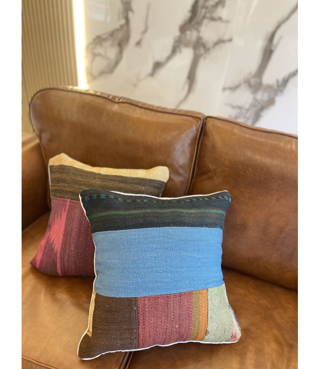 2x  kilim cushion vintage wool unique cushions ca 45x45 cm with filling