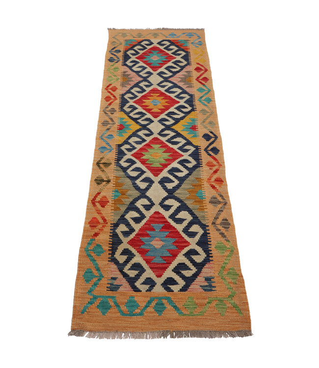 Kelim kleed loper  200 x 61 cm  vloerkleed tapijt kelims hand geweven