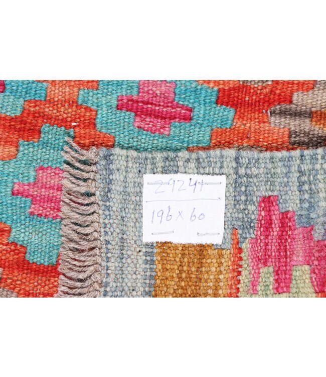 Kelim kleed loper  196 x 60 cm  vloerkleed tapijt kelims hand geweven