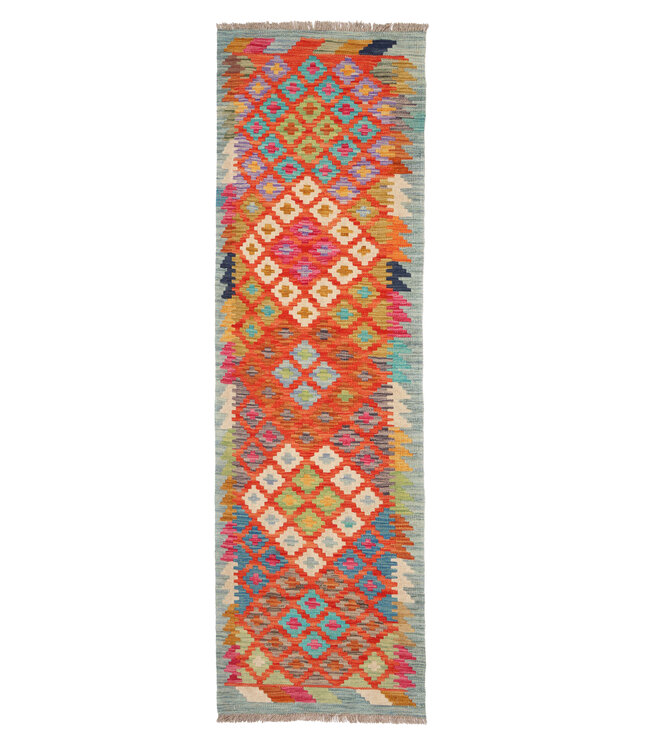 Kelim kleed loper  196 x 60 cm  vloerkleed tapijt kelims hand geweven