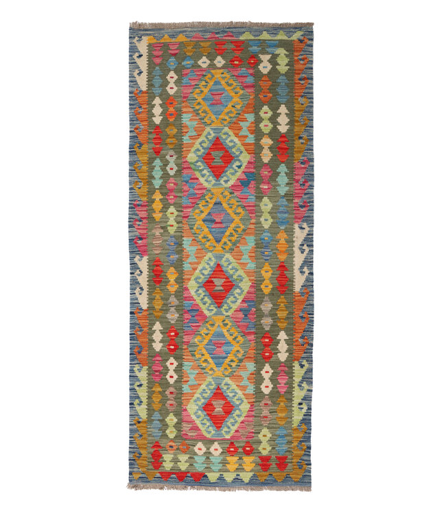 Kelim kleed loper  202 x 80 cm  vloerkleed tapijt kelims hand geweven