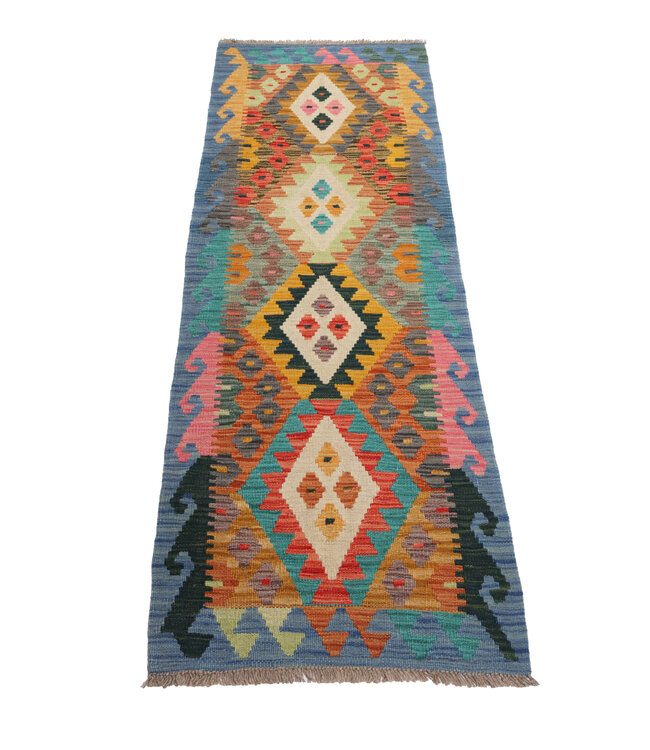 Kelim kleed loper  197 x 64 cm  vloerkleed tapijt kelims hand geweven