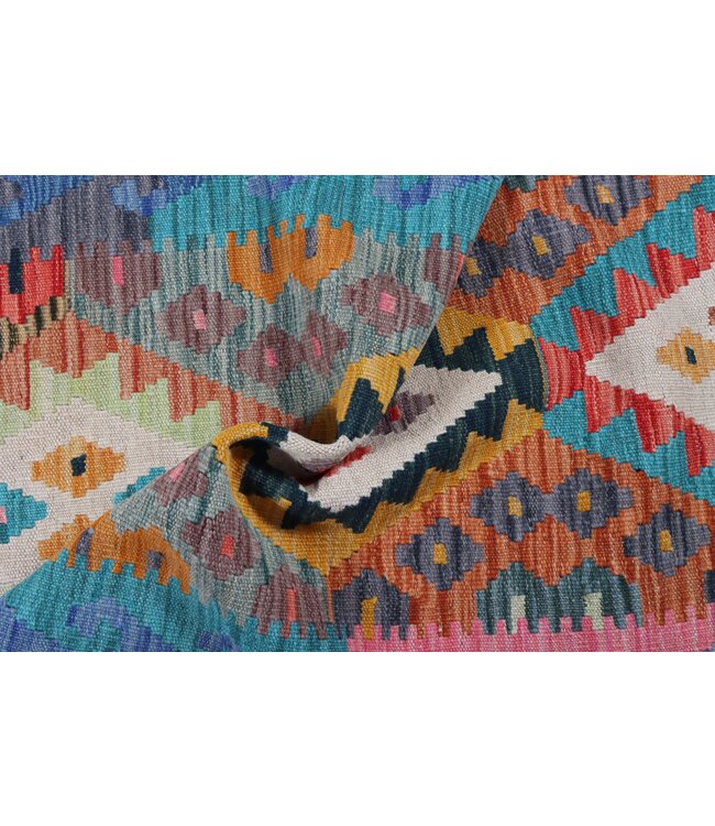 Kelim kleed loper  197 x 64 cm  vloerkleed tapijt kelims hand geweven