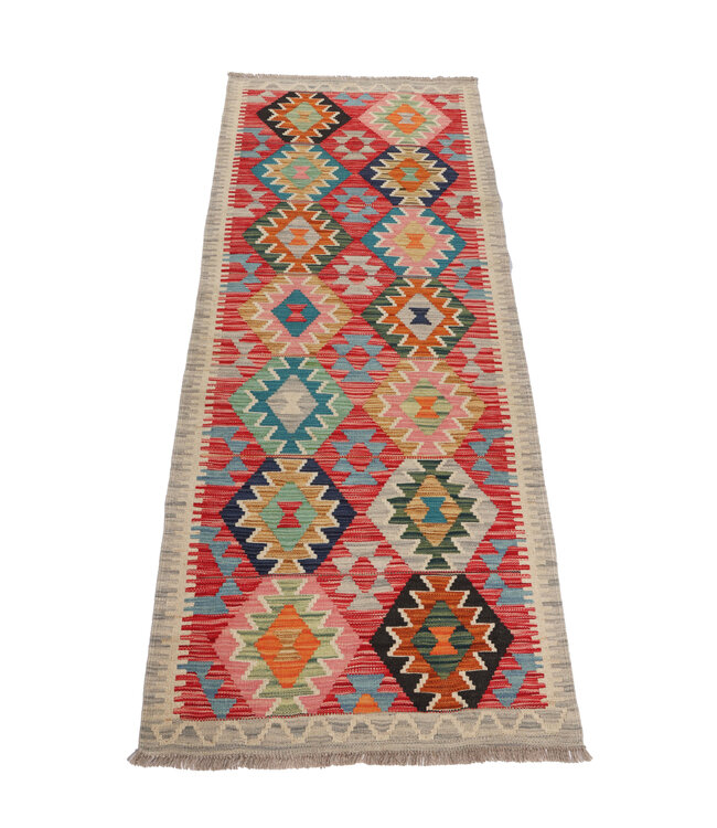 Kelim kleed loper  206 x 79 cm  vloerkleed tapijt kelims hand geweven